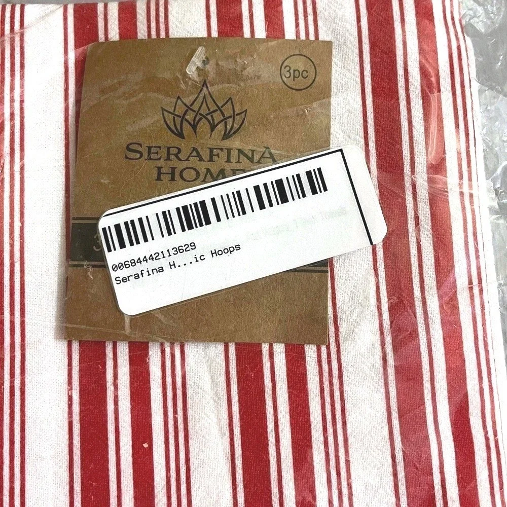 Serafina Home Kitchen Towel Set Of 3 Baking Spirits Bright Red White Festive
